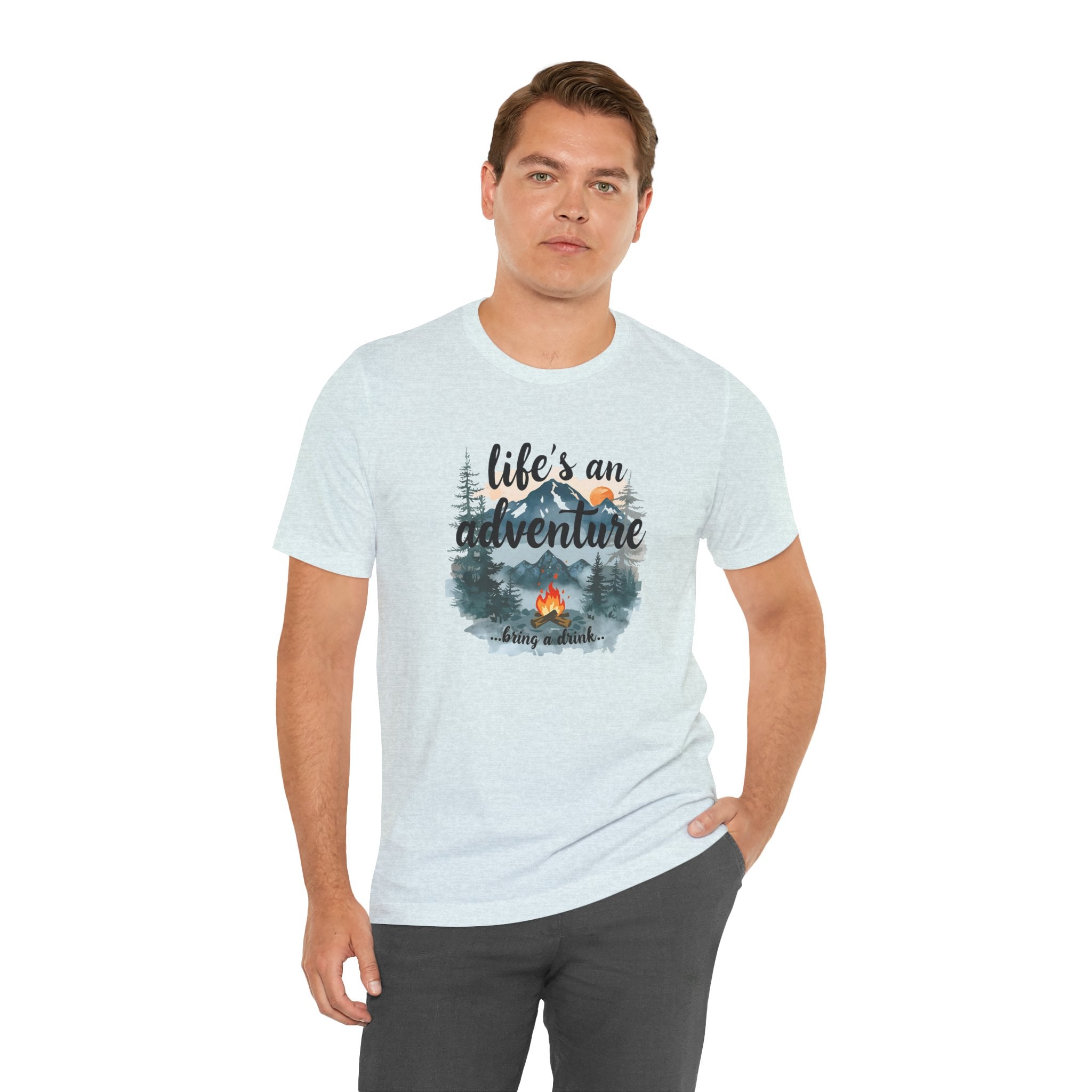Life's an Adventure Bring a Drink - Campfire Graphic Tee