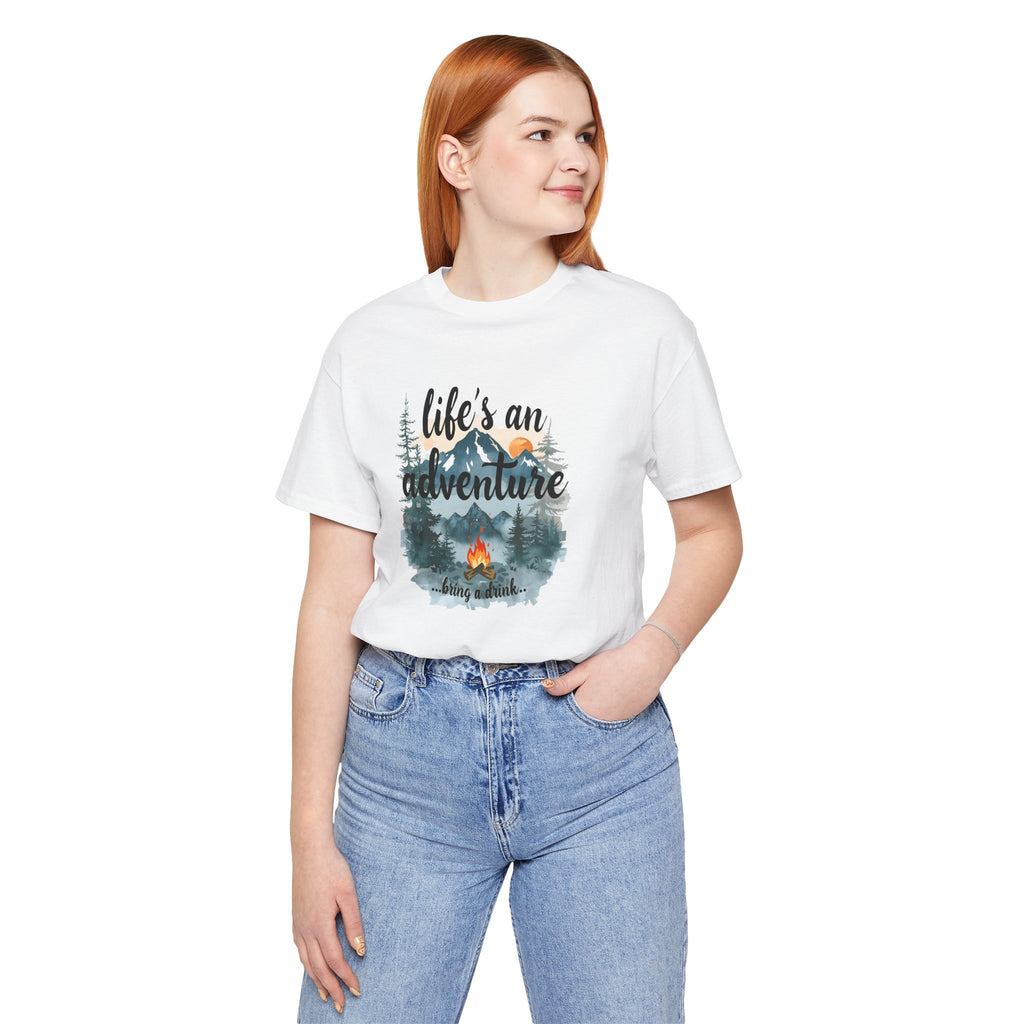 Life's an Adventure Bring a Drink - Campfire Graphic Tee