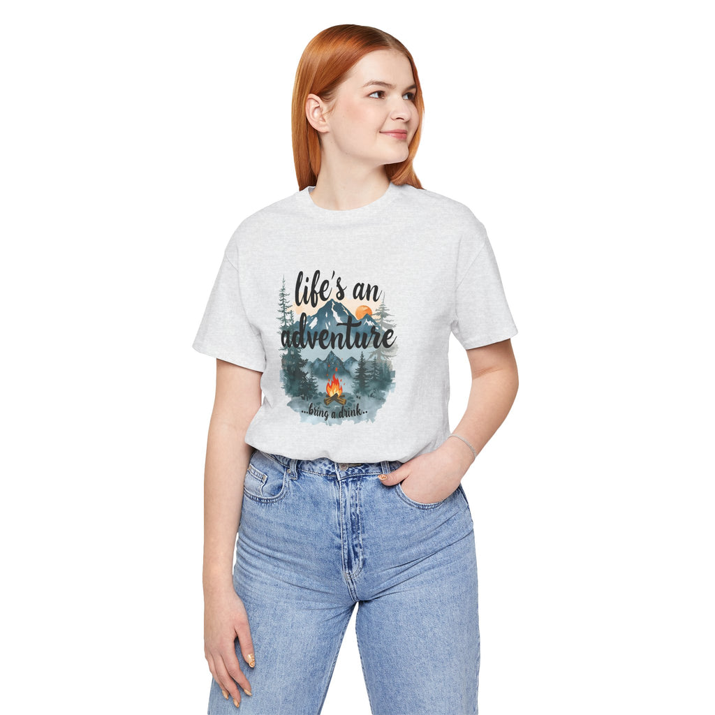 Life's an Adventure Bring a Drink - Campfire Graphic Tee