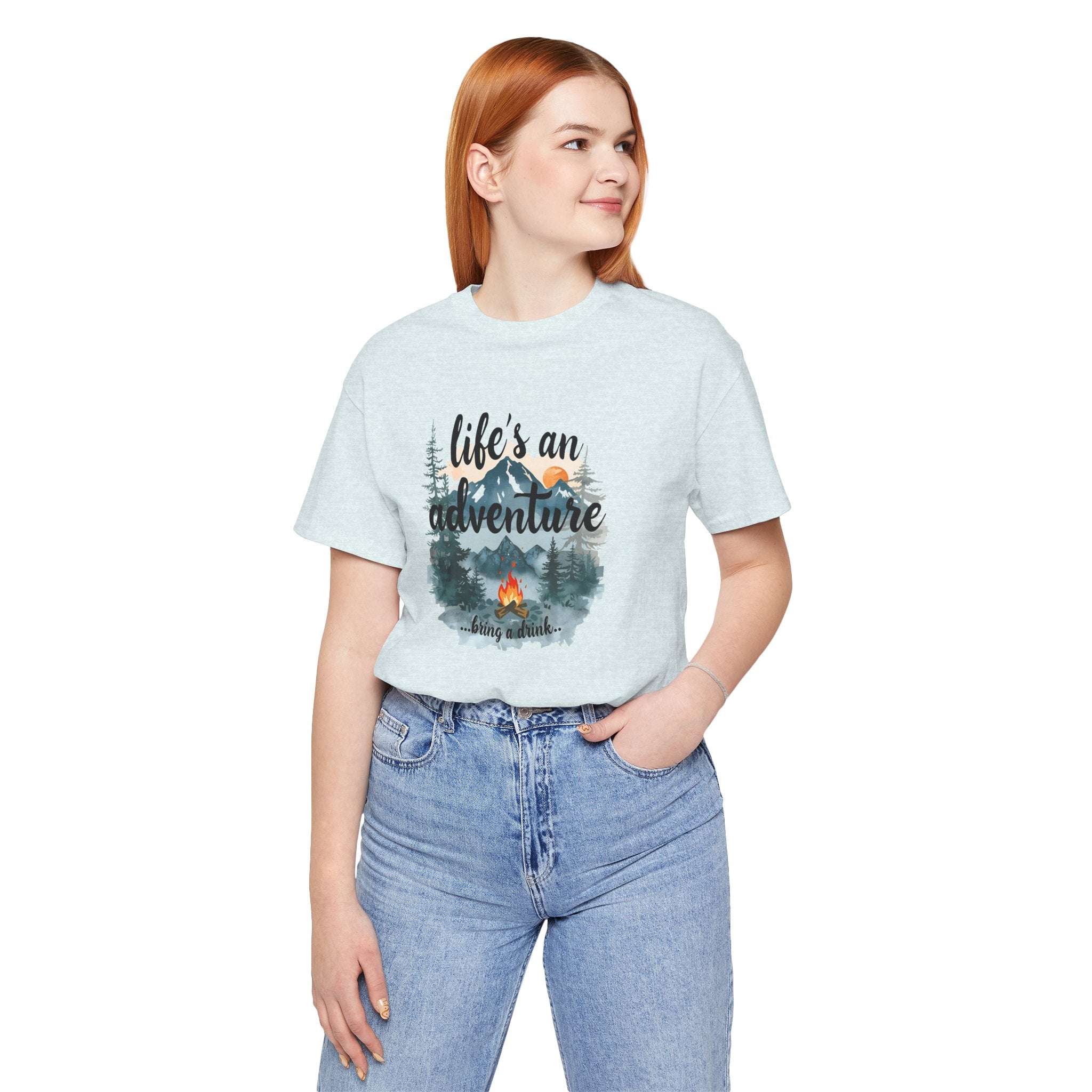 Life's an Adventure Bring a Drink - Campfire Graphic Tee