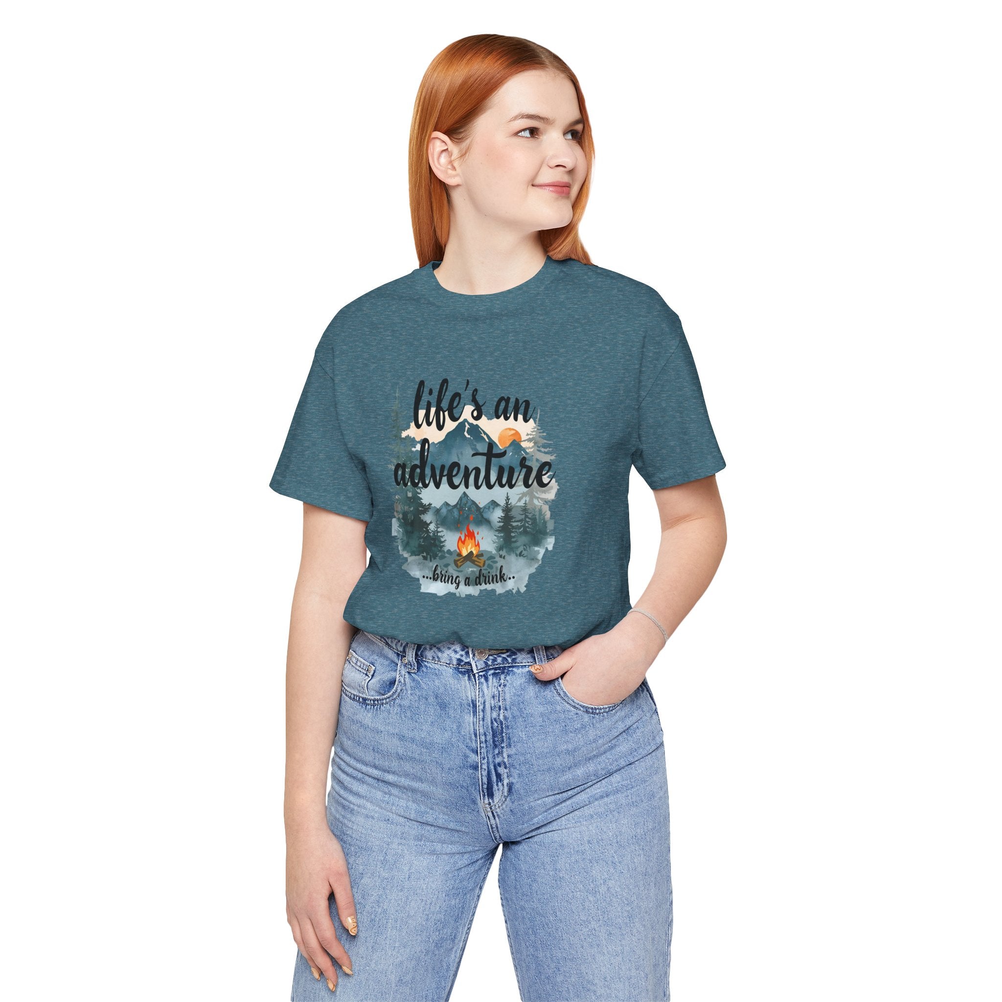 Life's an Adventure Bring a Drink - Campfire Graphic Tee