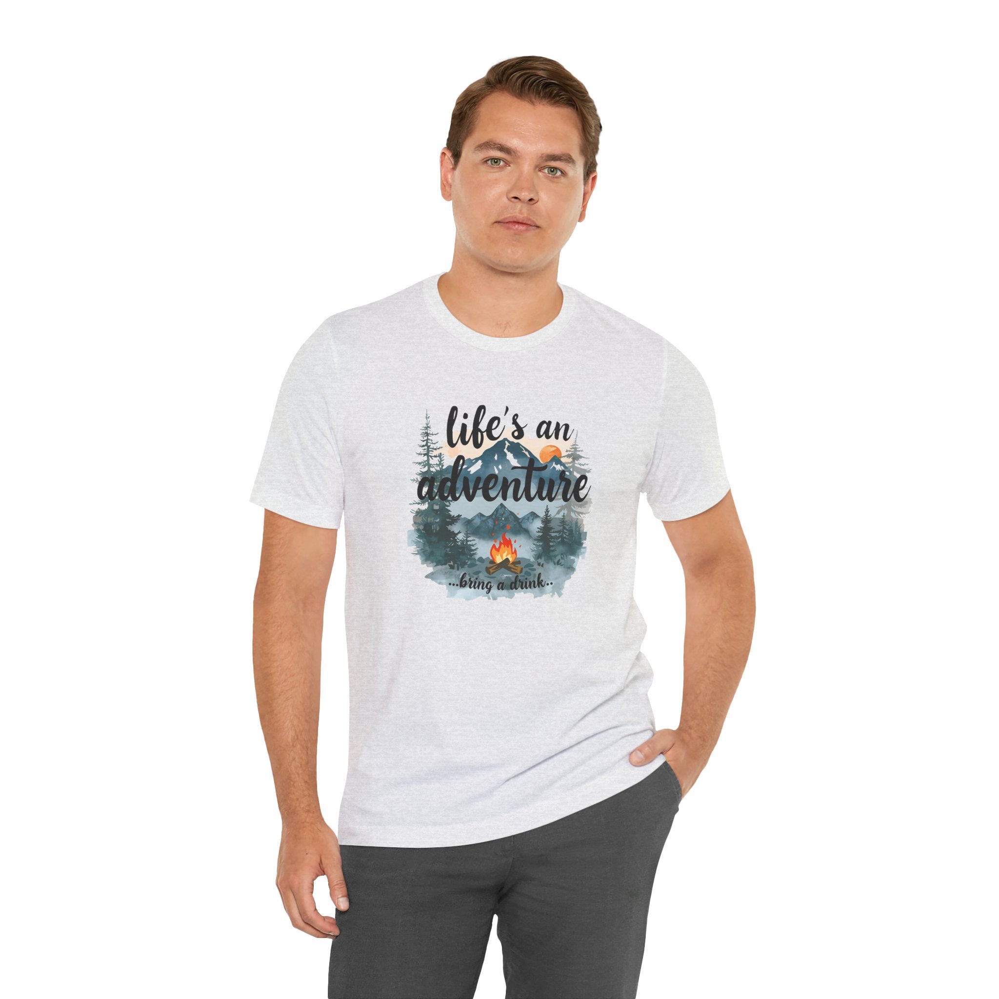 Life's an Adventure Bring a Drink - Campfire Graphic Tee