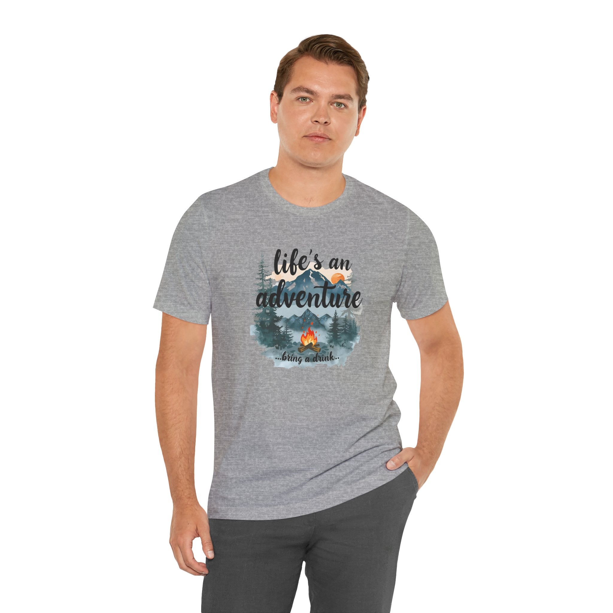Life's an Adventure Bring a Drink - Campfire Graphic Tee