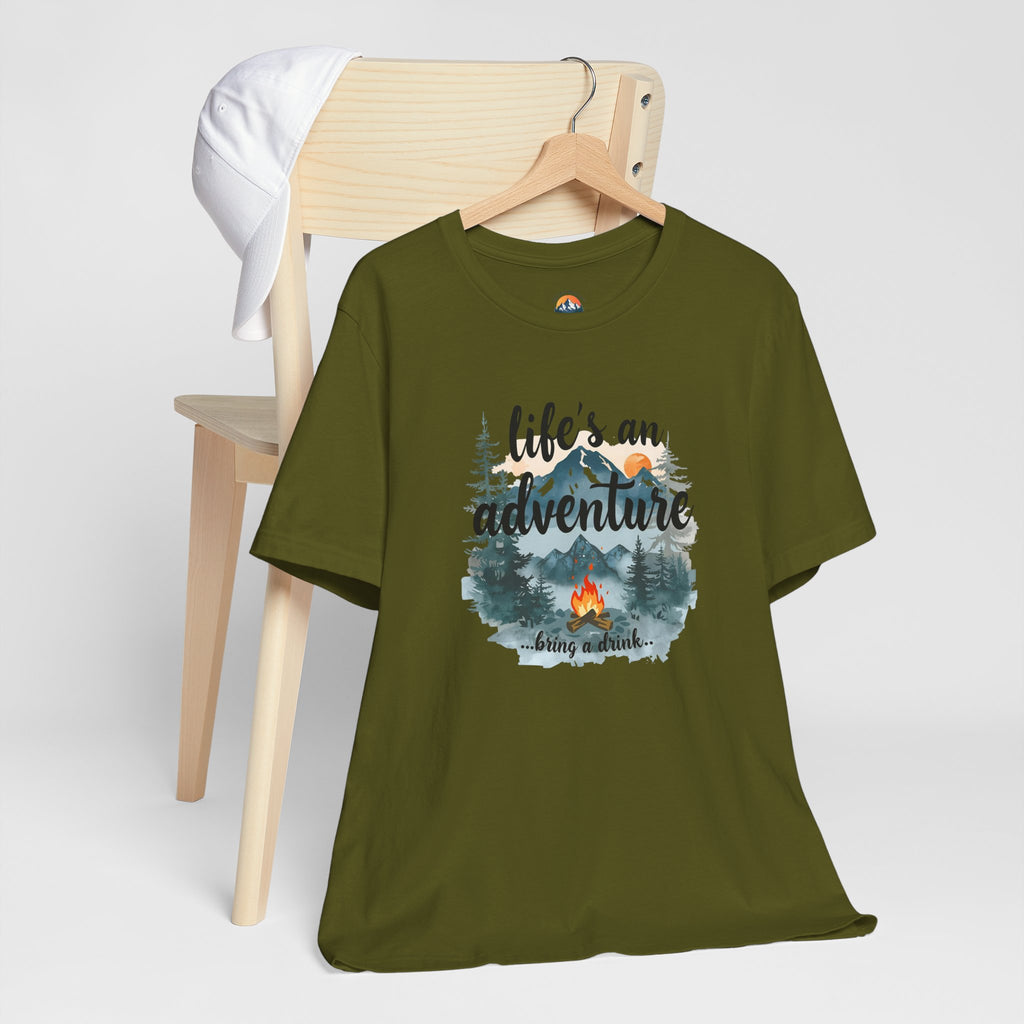 Life's an Adventure Bring a Drink - Campfire Graphic Tee