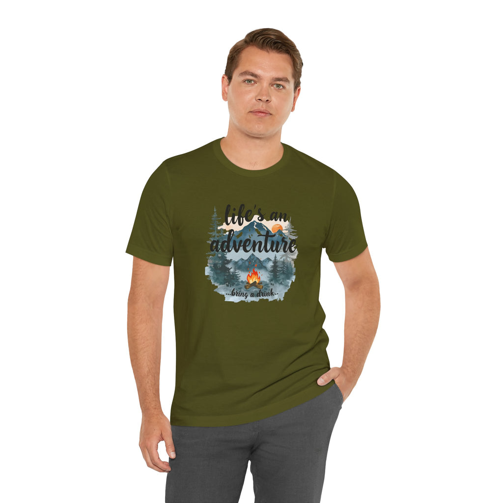 Life's an Adventure Bring a Drink - Campfire Graphic Tee
