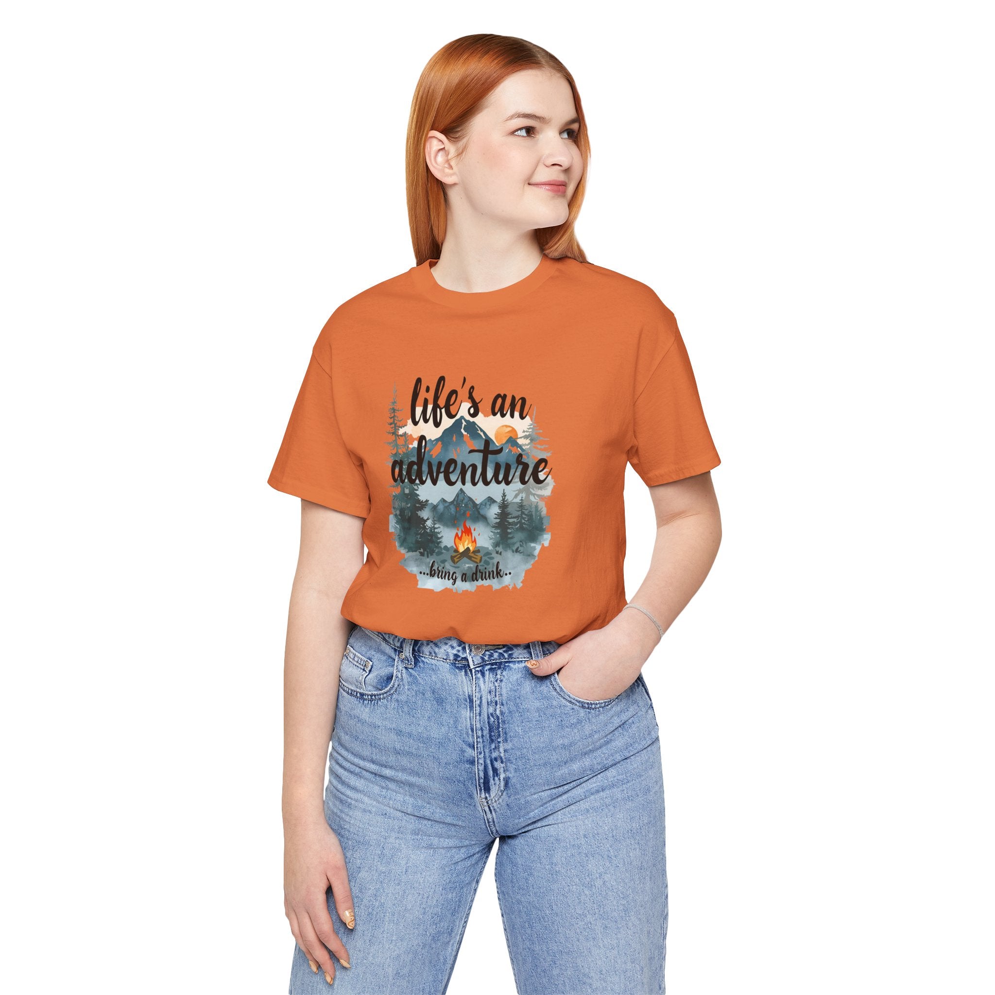 Life's an Adventure Bring a Drink - Campfire Graphic Tee