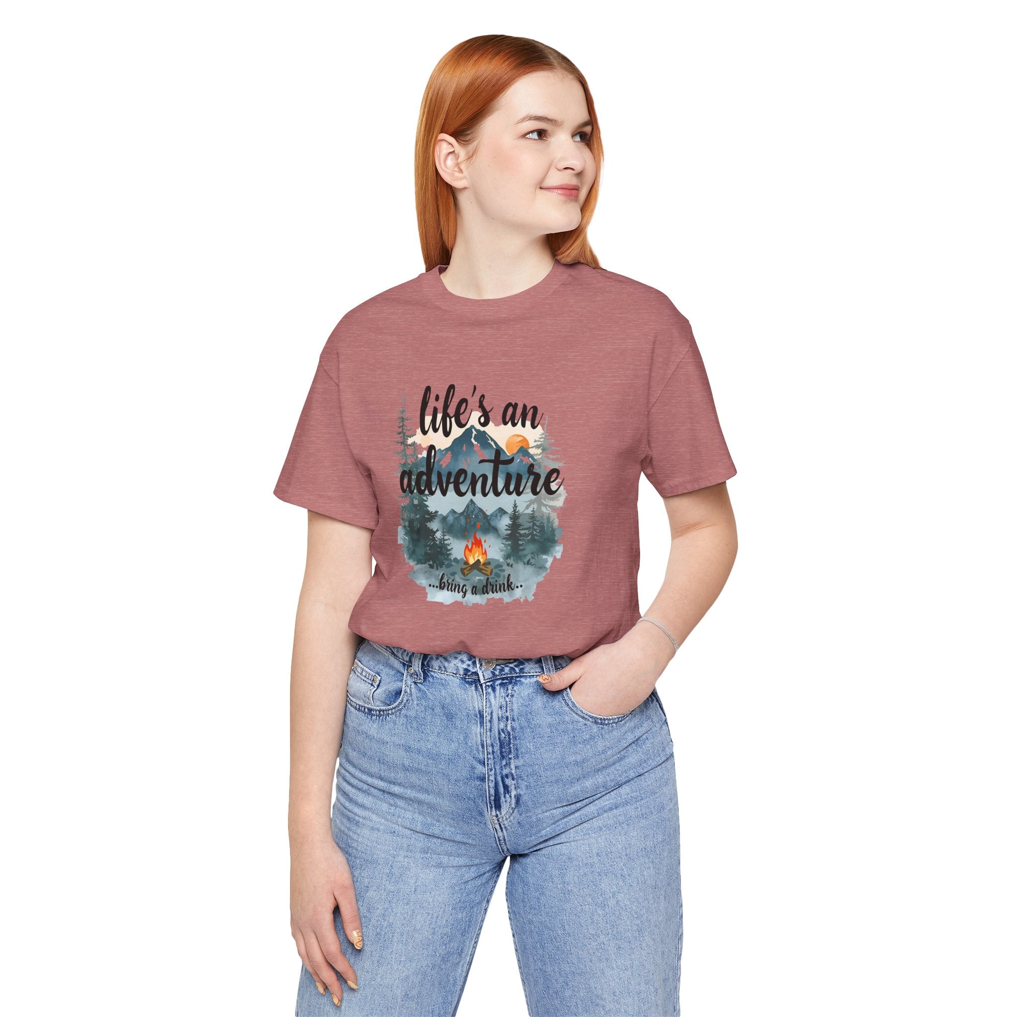 Life's an Adventure Bring a Drink - Campfire Graphic Tee